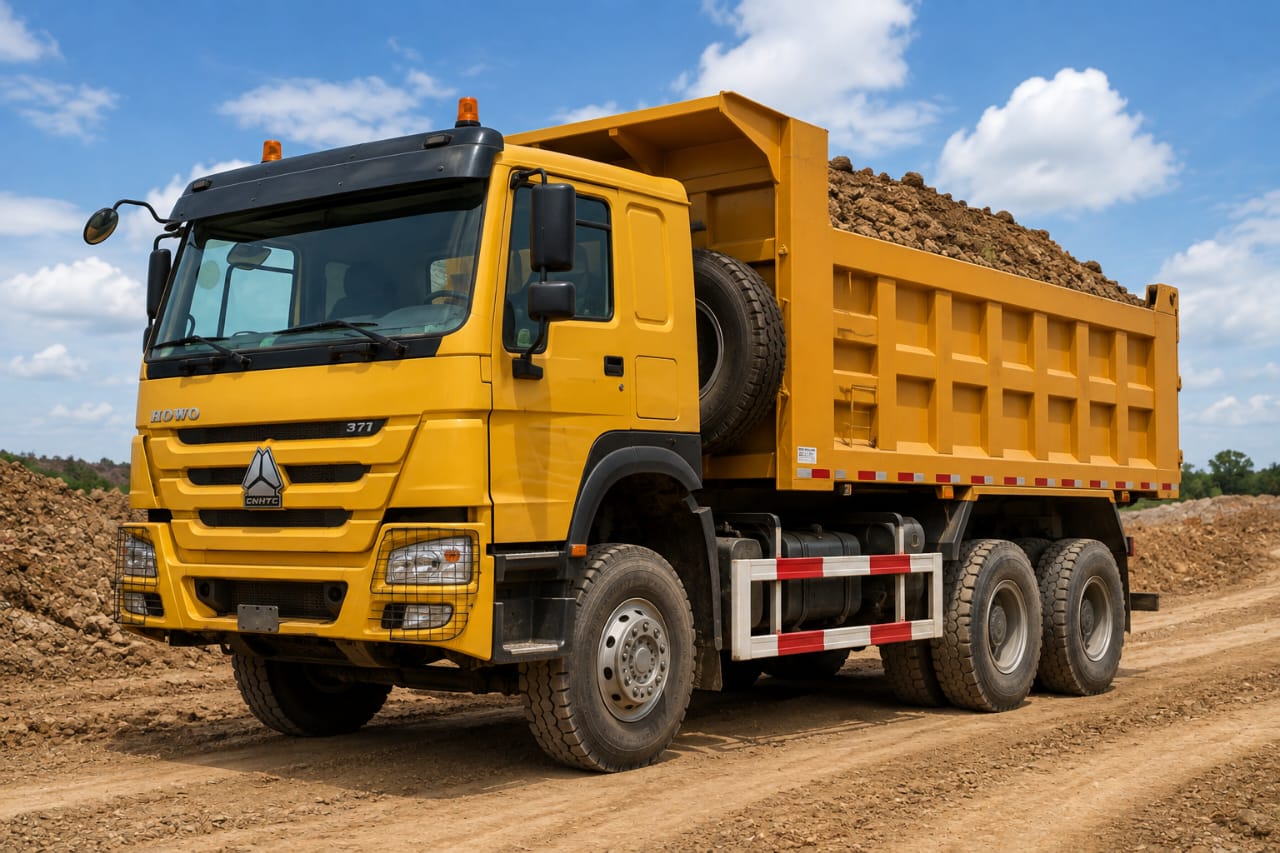 Dump truck on construction site
