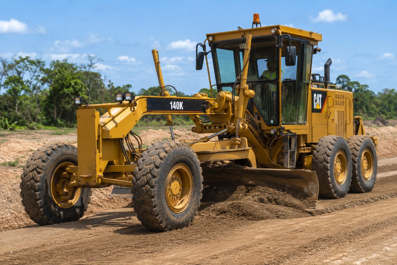 Grader working on road